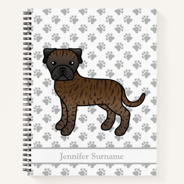 Cuaderno Bullmastiff atigrado perro de dibujos animados lin (Anverso)