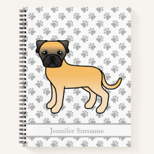 Cuaderno Bullmastiff cervato perro de dibujos animados lind