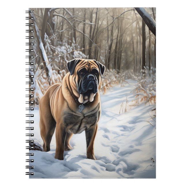 Cuaderno Bullmastiff Deja que nieve Navidad (Frente)