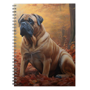 Cuaderno Bullmastiff en otoño las hojas caen inspiran