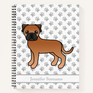 Cuaderno Bullmastiff Rojo Perro De Dibujos Animados Lindo &