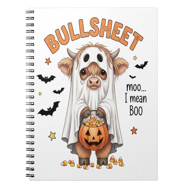 Cuaderno Bullsheet Highland Cow Funny Ghost (Frente)