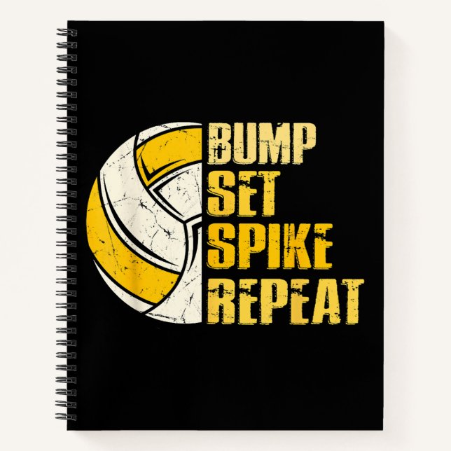 Cuaderno Bump Set Spike Repetir Voleibol Divertido (Anverso)