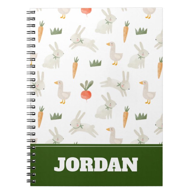 Cuaderno Bunnies & Ducks en el patrón de la granja (Frente)
