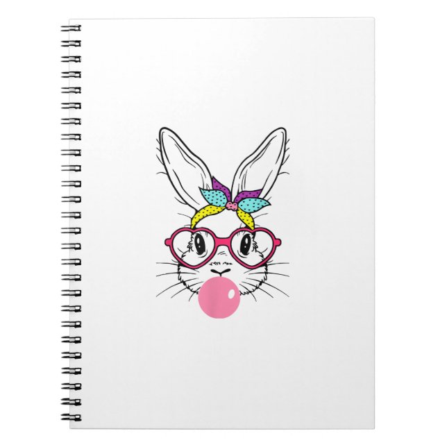 Cuaderno Bunny Face Bubblegum Blowing Glasses Headband Happ (Frente)
