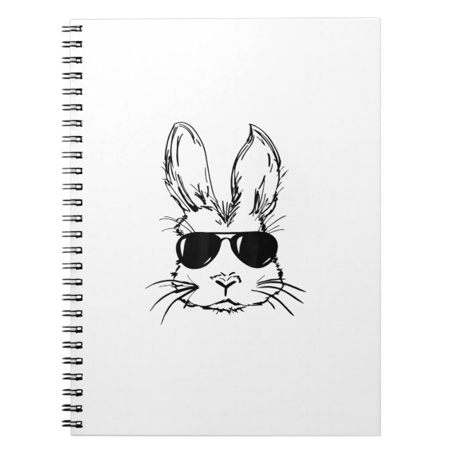 Cuaderno Bunny Face With Sunglasses Easter Day for Boys Men (Frente)