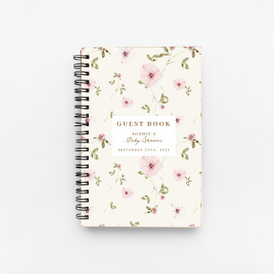 Cuaderno Bunny Floral Watercolor Baby Shower Guest Book