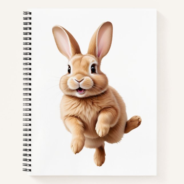 Cuaderno Bunny Happy Playful Jumping En El Conejo Aéreo (Anverso)