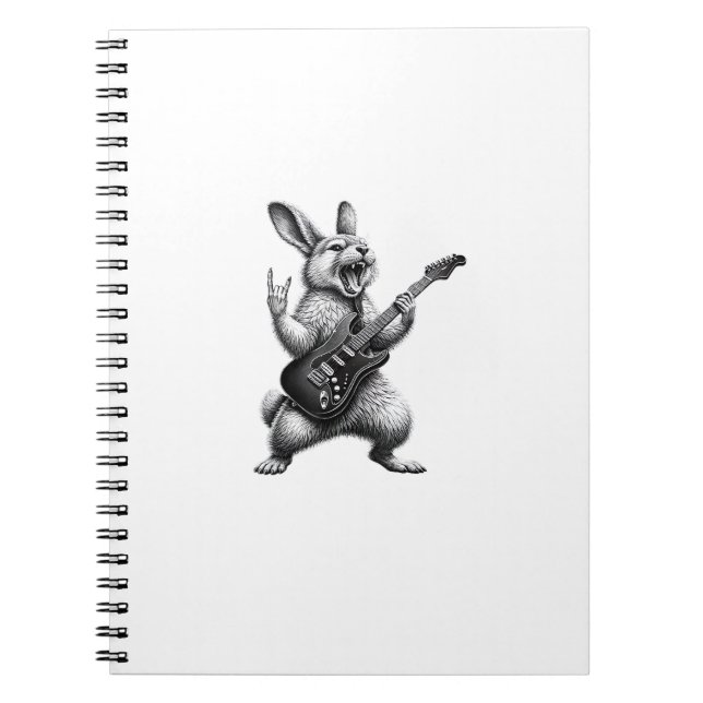 Cuaderno Bunny Playing Guitar Rock Star Bunny Lover Easter  (Frente)