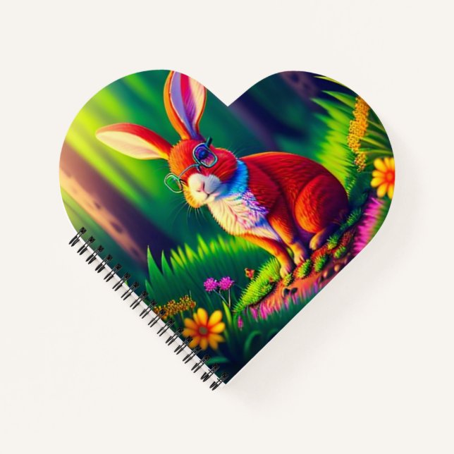 Cuaderno Bunny rojo sentado en la hierba (Anverso)