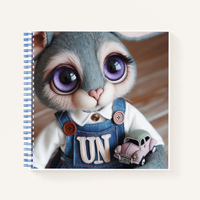 Cuaderno Bunny with a Toy Car in Denim Overalls   (Anverso)