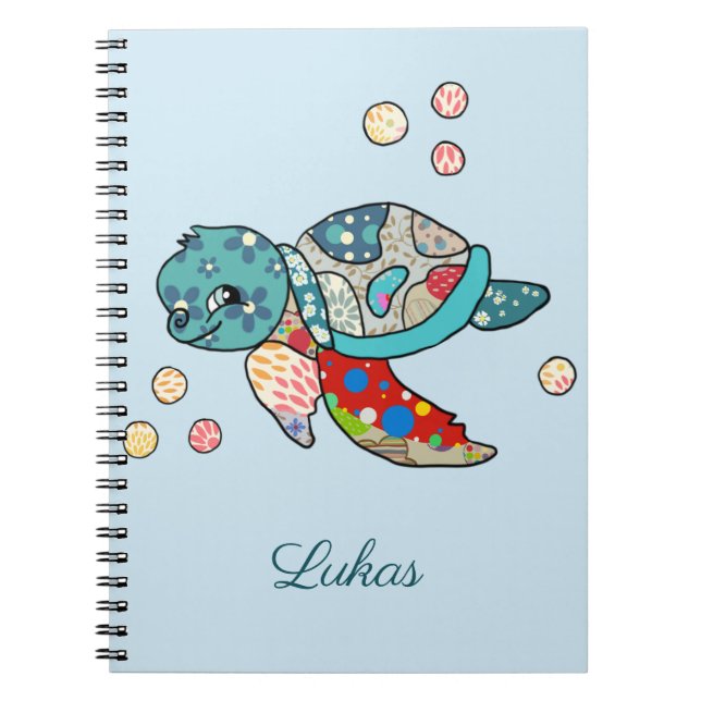 Cuaderno bunte Wasserschild kröte, personalisiert (Frente)