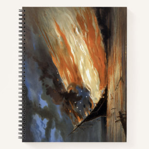 Cuaderno buque insignia de la guerra civil rebelde en llama
