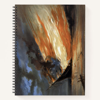 Cuaderno buque insignia de la guerra civil rebelde en llama