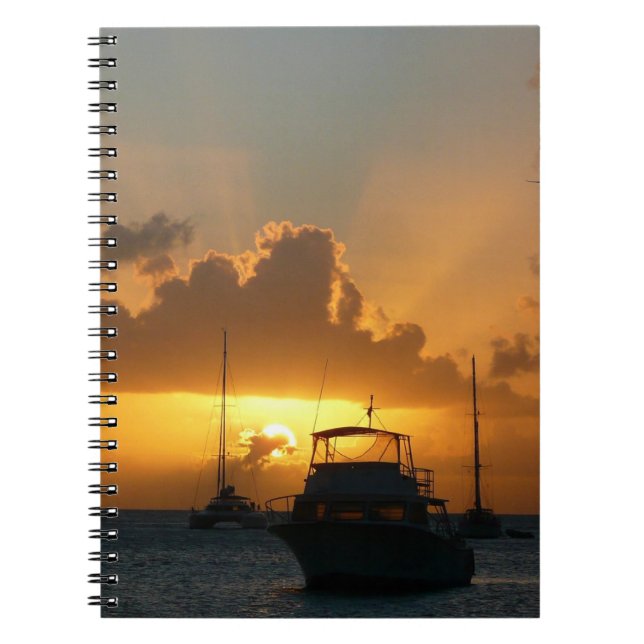Cuaderno Buques y el atardecer en la costa tropical (Frente)