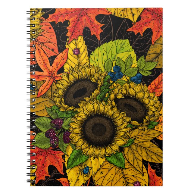 Cuaderno Buquet de otoño sobre negro (Frente)