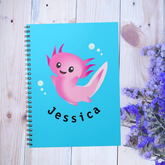 Cuaderno Burbuja Axolotl rosa morado con nombre (Subido por el creador)