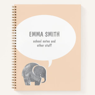 Cuaderno Burbuja de habla de elefante gris lindo naranja pá