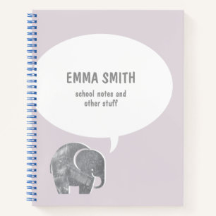 Cuaderno Burbuja de habla de elefante gris lindo suave para