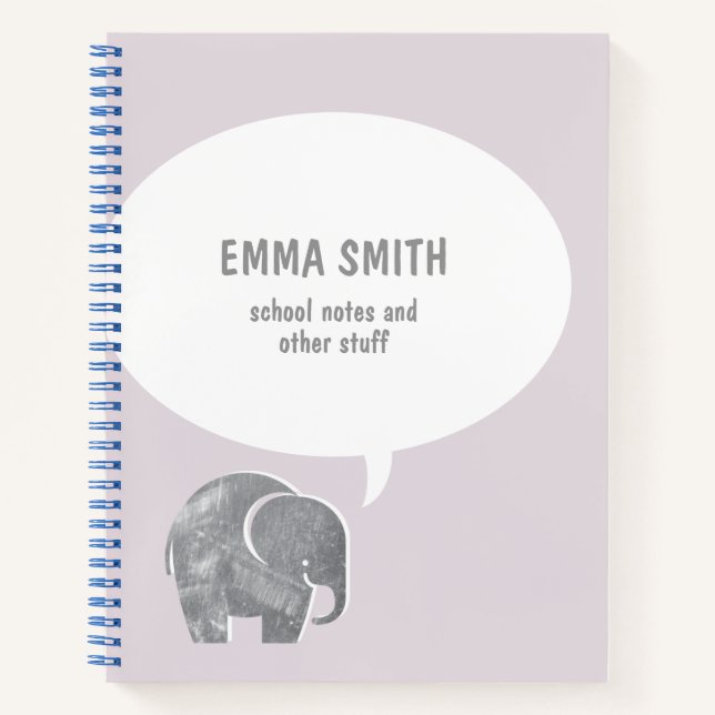 Cuaderno Burbuja de habla de elefante gris lindo suave para (Anverso)