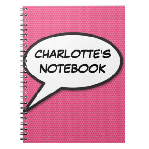 Cuaderno Burbuja de habla de tu nombre divertido cómic retr