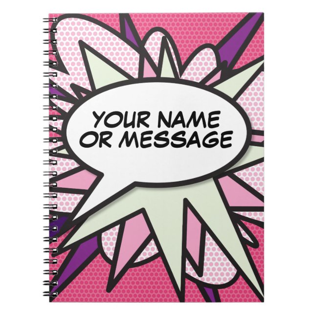 Cuaderno Burbuja de Mensaje de Voz Rosa Comic Libro (Frente)