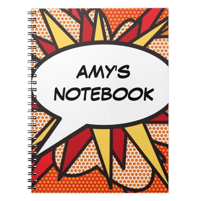 Cuaderno Burbuja de Mensaje Divertida Retro de Cómic (Frente)