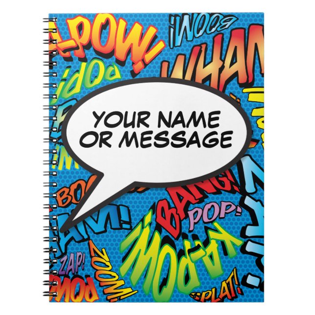 Cuaderno Burbuja de Mensaje Divertida Retro de Cómic (Frente)