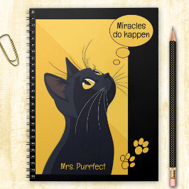 Cuaderno Burbuja de Pensamiento de Gato Negro con Nombre Pe