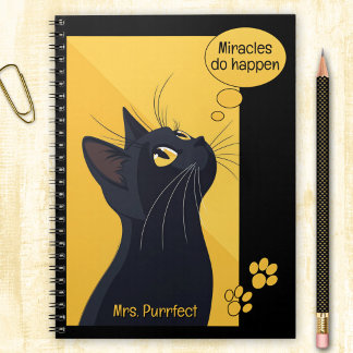 Cuaderno Burbuja de Pensamiento de Gato Negro con Nombre Pe