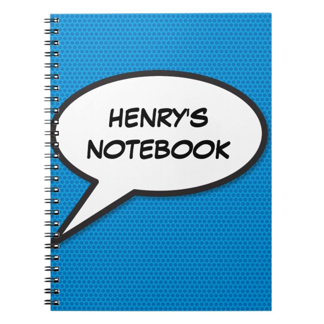 Cuaderno Burbuja de texto de nombre personalizado cómic ret (Frente)
