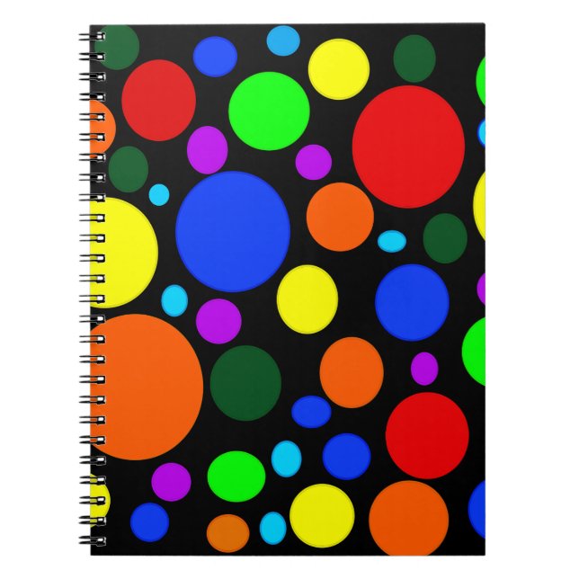 Cuaderno Burbujas coloridas sobre negro (Frente)