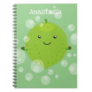 Cuaderno Burbujas de cal verde suave ilustracion personaliz