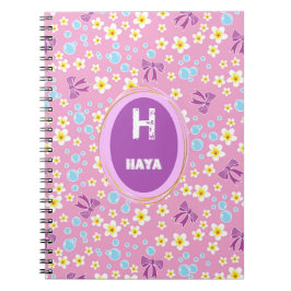 Cuaderno burbujas lindas, flor, patrón de niños de arco