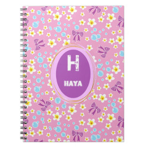 Cuaderno burbujas lindas, flor, patrón de niños de arco