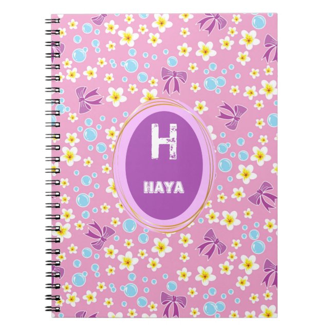 Cuaderno burbujas lindas, flor, patrón de niños de arco (Frente)