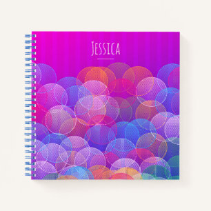 Cuaderno Burbujas moradas modernas geométricas personalizad