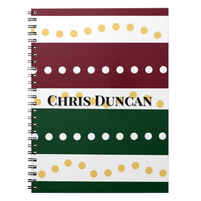 Cuaderno Burgundy and Emerald Golden Polka Dots Christmas  (Frente)