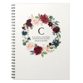 Cuaderno Burgundy Bouquet | Monograma floral