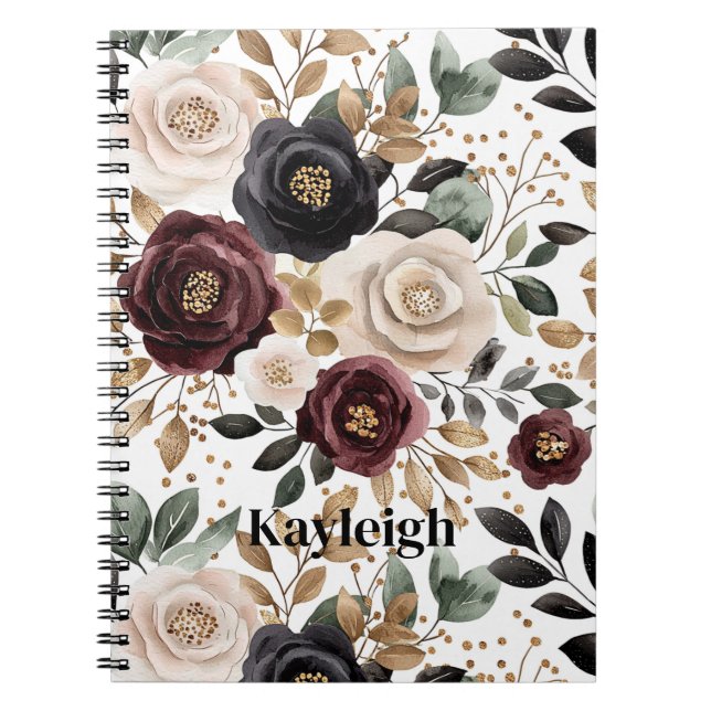 Cuaderno Burgundy Cream Black Floral (Frente)