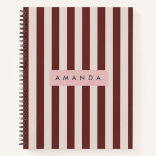 Cuaderno Burgundy e Ivory personalizado a rayas