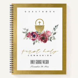 CUADERNO BURGUNDY GOLD FLORA PRIMERA SANTA COMUNIÓN GUESTBO