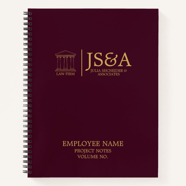 Cuaderno Burgundy Gold Justice Columns Law Firm (Anverso)