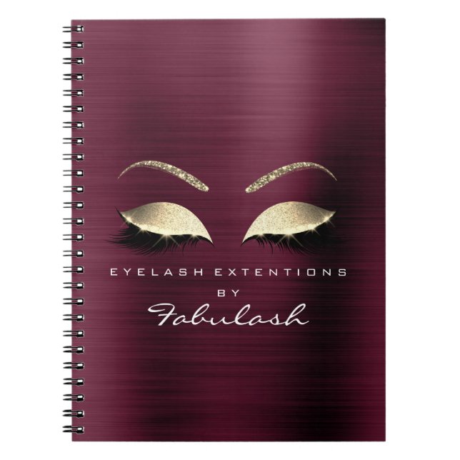 Cuaderno Burgundy Gold Purpurina Ojos maquillaje Belleza Lu (Frente)