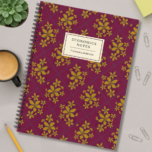 Cuaderno Burgundy Moody Floral Boho Chic Personalizado para