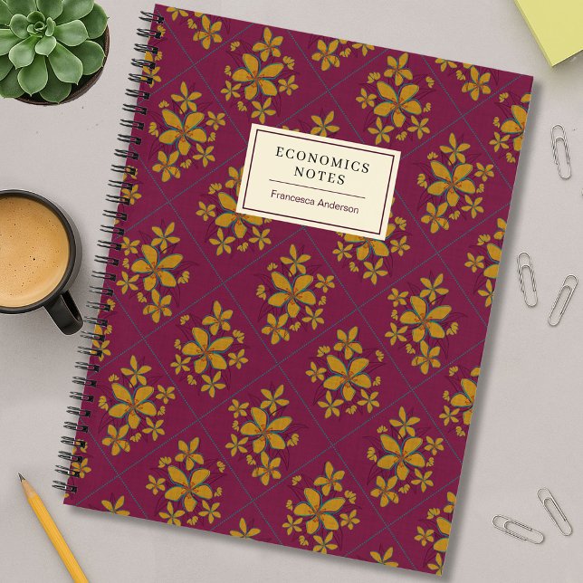 Cuaderno Burgundy Moody Floral Boho Chic Personalizado para (Subido por el creador)