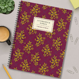 Cuaderno Burgundy Moody Floral Boho Chic Student Custom