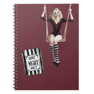Cuaderno Burgundy Negro Blanco Circo Columpio Rubia Señora