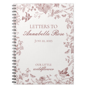 Cuaderno Burgundy Toile Letras Florales para la Cumpleañera
