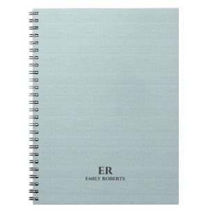 Cuaderno Burlap Azul Claro Tipografía Negra Minimalista De